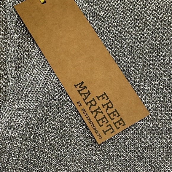 Free Market Women Jacket Small Silver Metallic Thread Foil Knit Contemporary - Picture 10 of 11